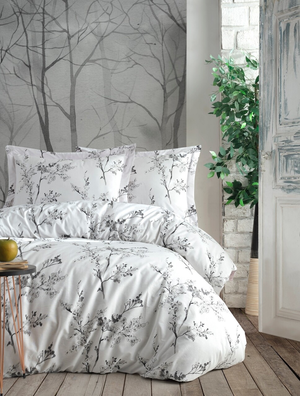 Lenjerie de pat dubla king size, Primacasa by Turkiz, Cicory 182TRK62249, 3 piese, bumbac ranforce, multicolor - imagine 6